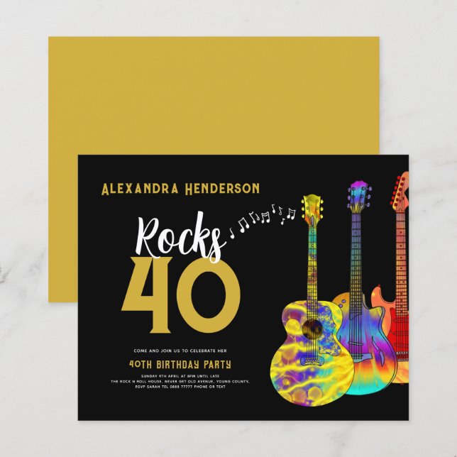 Papier Fête des 40 ans Guitar Rocks 40 (Devant / Derrière)
