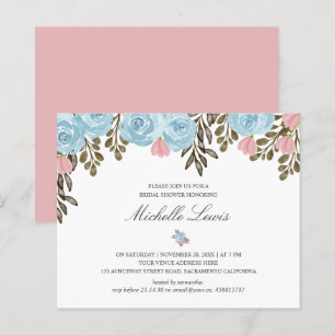 Papier Fête des mariées à fleurs chic bleu rose
