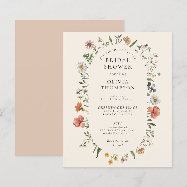 Papier Fête des mariées Arc Fleur sauvage d'été Boho Budg (Devant / Derrière)