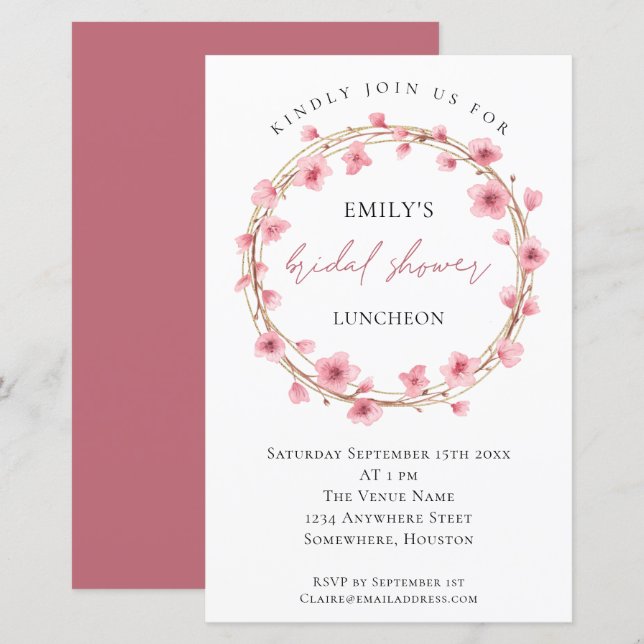 Papier Fête des mariées Budget Cherry Blossom 5,5 x 8,5 p (Devant / Derrière)