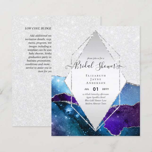 Papier FÊTE DES MARIÉES BUDGET Glittery AGATE Sparkle Inv (Devant / Derrière)