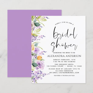 Papier Fête des mariées Budget Purple Green Invitation