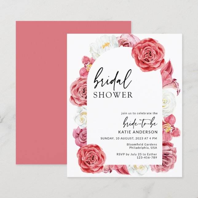 Papier Fête des mariées Budget Rose Floral Arc (Devant / Derrière)