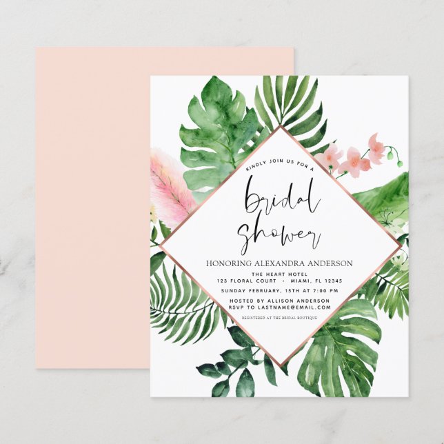 Papier Fête des mariées Budget Tropical Palm Aquarelle (Devant / Derrière)