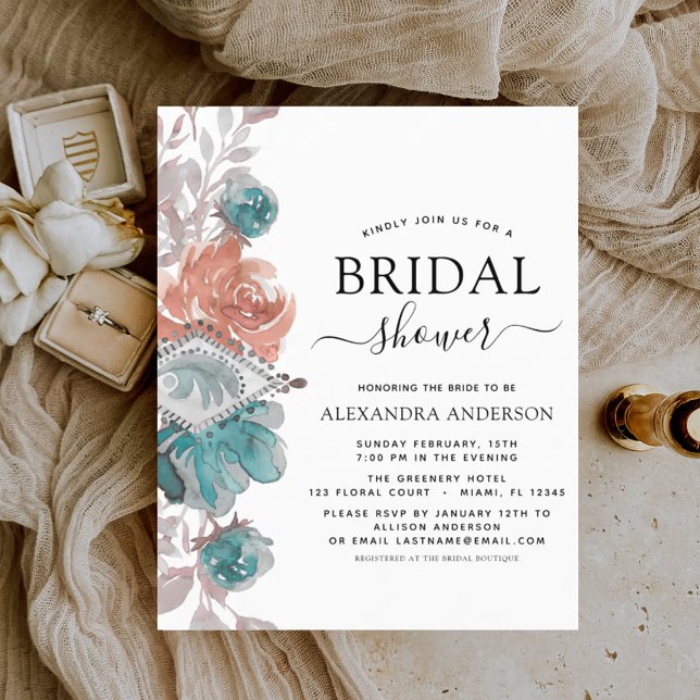 Papier Fête des mariées budgétaire Invitation rose Turquo (Créateur téléchargé)