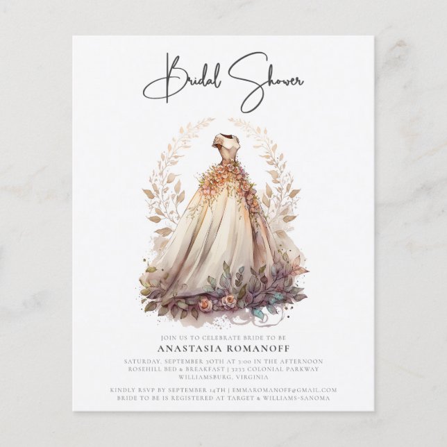 Papier Fête des mariées budgétaire Invitation White Gown (Devant)