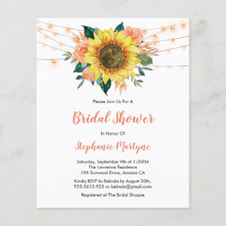 Papier Fête des mariées budgétaire Peach Sunflower Lights