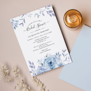 Papier Fête des mariées d'aquarelle florale bleu budget