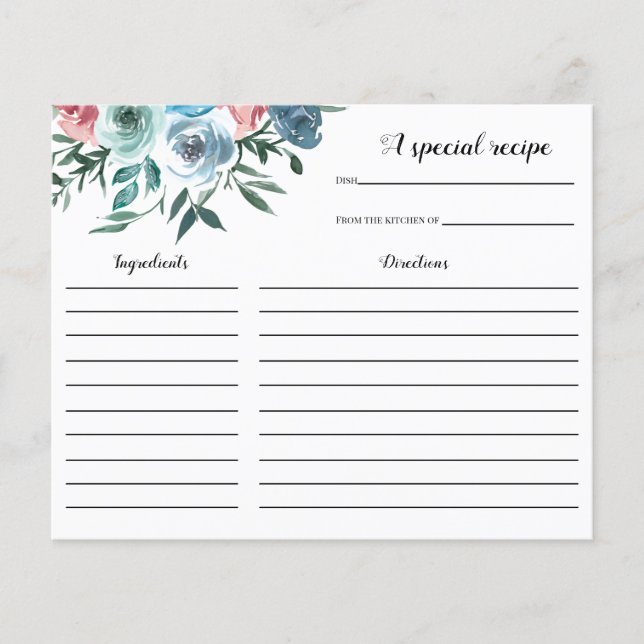 Papier Fête des mariées de fleurs rose et bleu Recette (Devant)