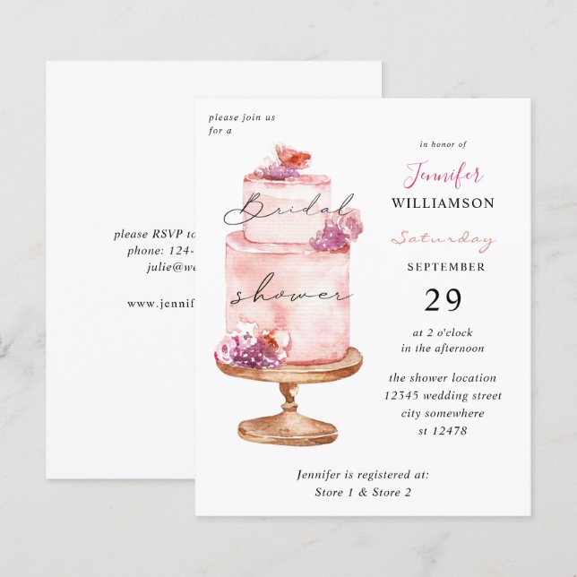 Papier Fête des mariées de gâteau rose budget (Devant / Derrière)