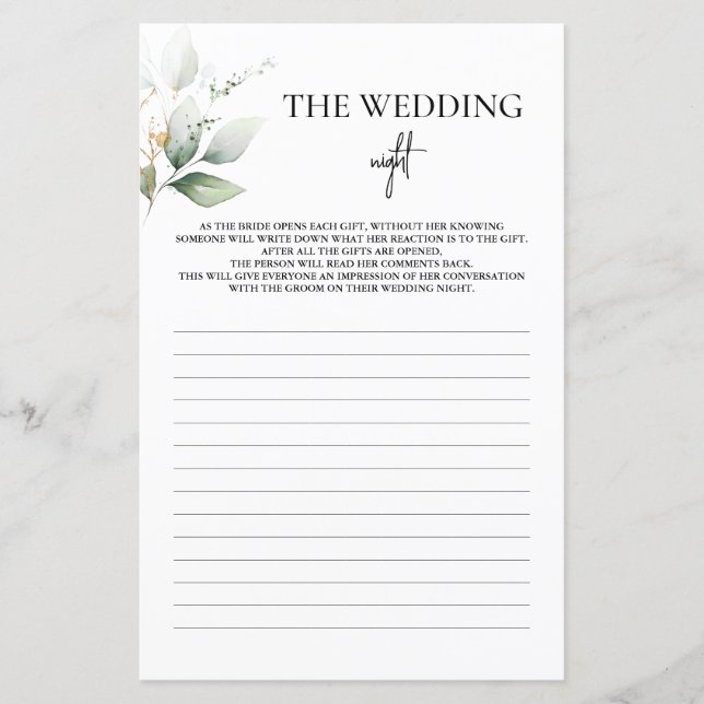Papier Fête des mariées de nuit Mariage Jeu de verdure (Devant)