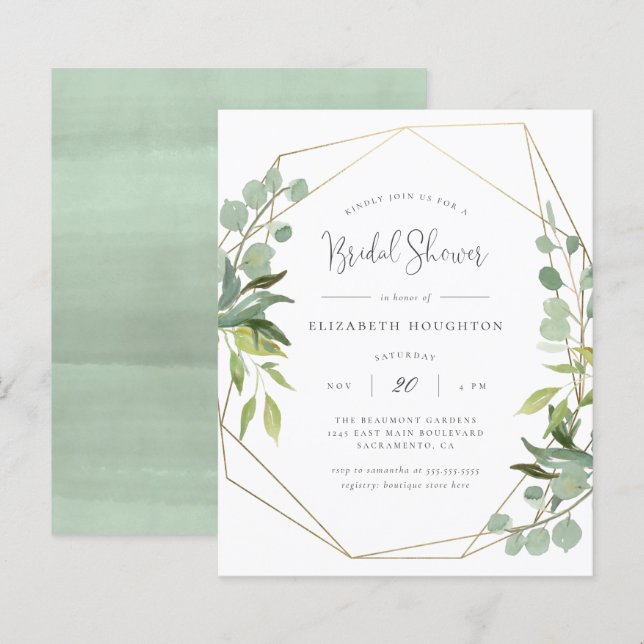 Papier Fête des mariées de végétation géométrique de scri (Devant / Derrière)