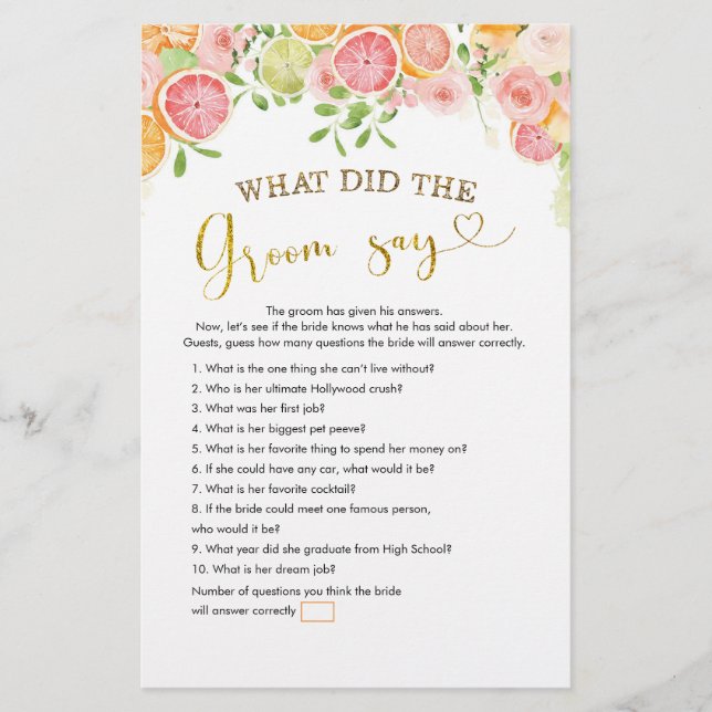 Papier Fête des mariées des agrumes de pamplemousse (Devant)