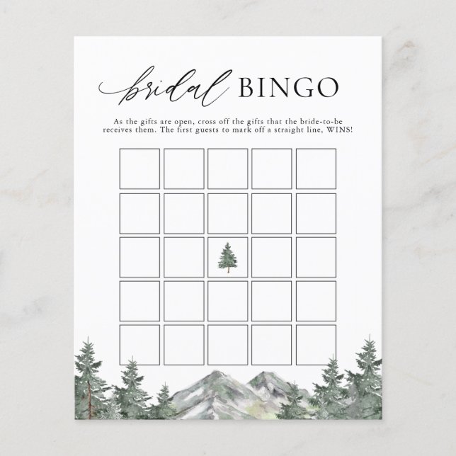 Papier Fête des mariées des pins de montagne Jeu de bingo (Devant)