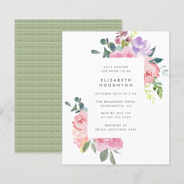 Papier Fête des mariées d'été Budget Pink Roses (Devant / Derrière)