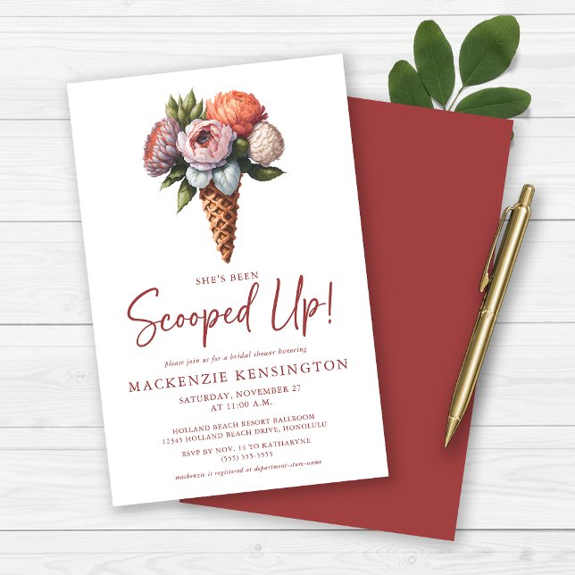 Papier FÊTE DES MARIÉES Élégante de crème de glace Boho B (BUDGET She's Been Scooped Up Floral Ice Cream Cone Bridal Shower Invitations)