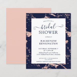 Papier Fête des mariées en marbre rose bleu bleu marine