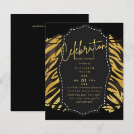 Papier Fête des mariées en or noir brillant Invitations