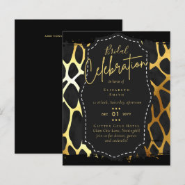 Papier Fête des mariées en or noir brillant Invitations