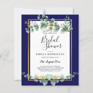 Papier FÊTE DES MARIÉES Eucalyptus de l'OR BLEU MARINE