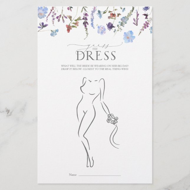 Papier Fête des mariées Fleur sauvage bleu Dusty (Devant)