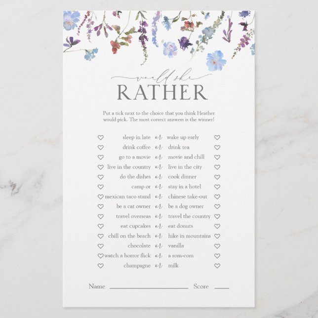 Papier Fête des mariées Fleur sauvage bleu Dusty (Devant)