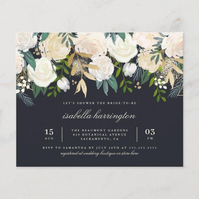 Papier Fête des mariées florale Budget Chic Gold (Devant)
