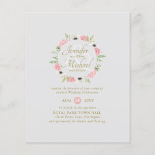Papier Fête des mariées florale de menthe rose par courri