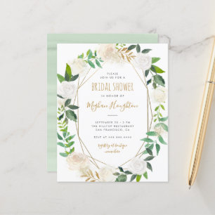 Papier Fête des mariées florale du cadre d'or budgétaire