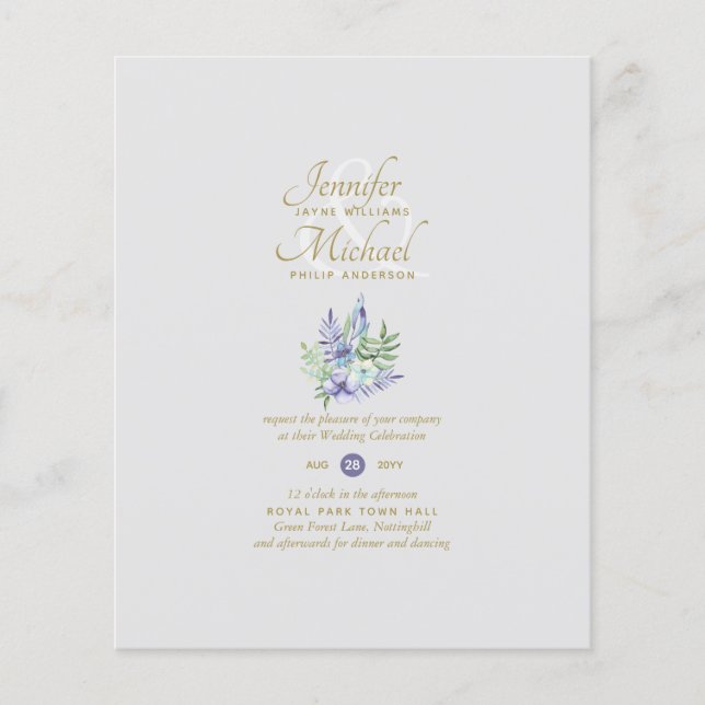 Papier Fête des mariées florale Lilac par courrier ou Mar (Devant)