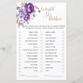 Papier Fête des mariées Florale Pourpre Voudrait-Elle Plu