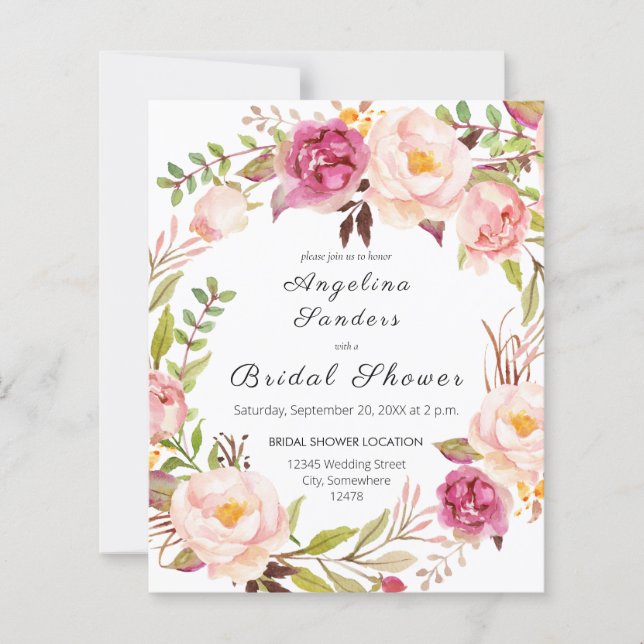 Papier Fête des mariées florale rose rose budget (Devant)