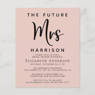 Papier Fête des mariées Future Mme Blush Pink Invitation