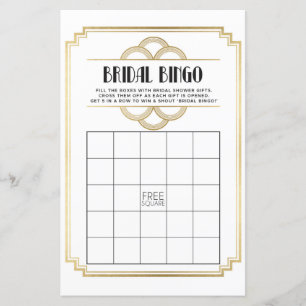 Papier Fête des mariées Games Bingo Jeu Mariage Art Déco