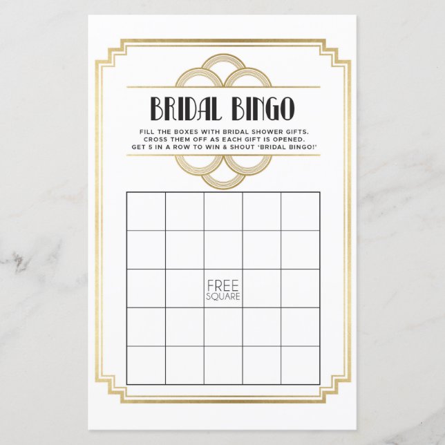 Papier Fête des mariées Games Bingo Jeu Mariage Art Déco (Devant)