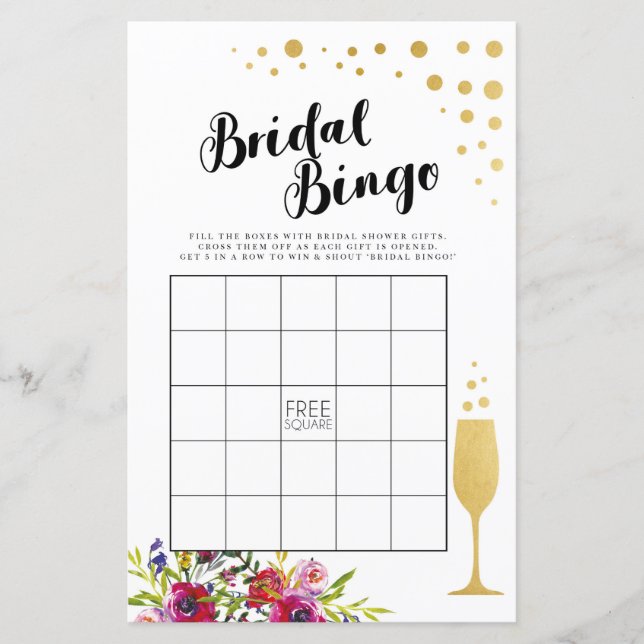Papier Fête des mariées Games Bingo Jeu Mariage Champagne (Devant)