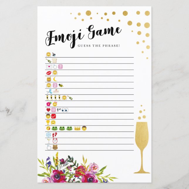 Papier Fête des mariées Games Guess Emoji Game Champagne (Devant)