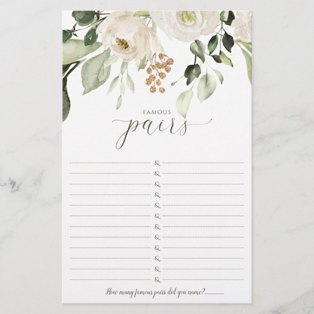 Papier Fête des mariées Jeu Couples célèbres - Fameux pai (Devant)