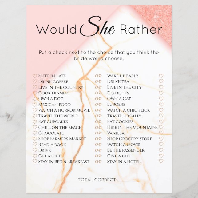 Papier Fête des mariées Jeu Elle Plutôt Marbre Moderne (Devant)