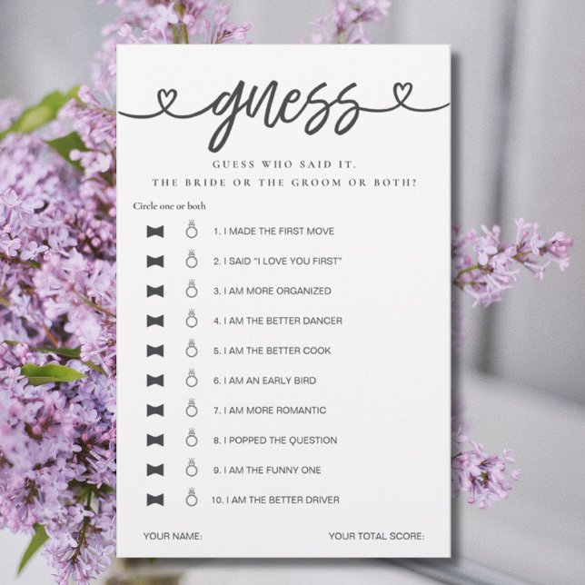 Papier Fête des mariées Jeu Il A Dit Qu'Elle A Dit Devine (Créateur téléchargé)