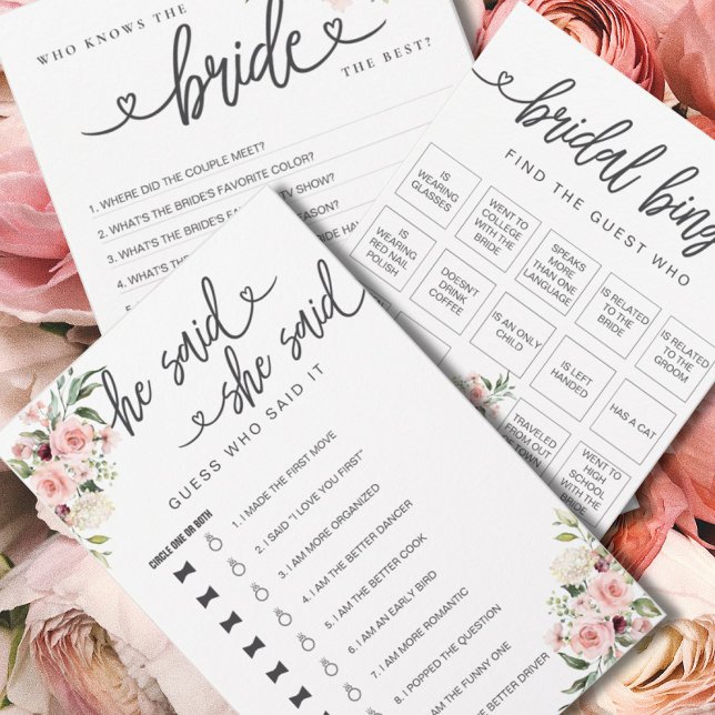 Papier Fête des mariées Jeu Il A Dit Qu'Elle A Dit Devine (Créateur téléchargé)