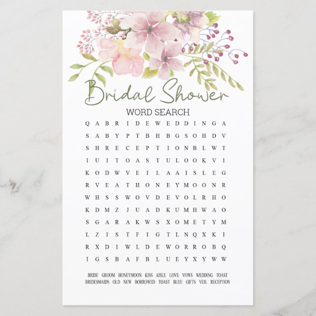 Papier Fête des mariées Jeu Mot Recherche Rose Blush Magn (Devant)