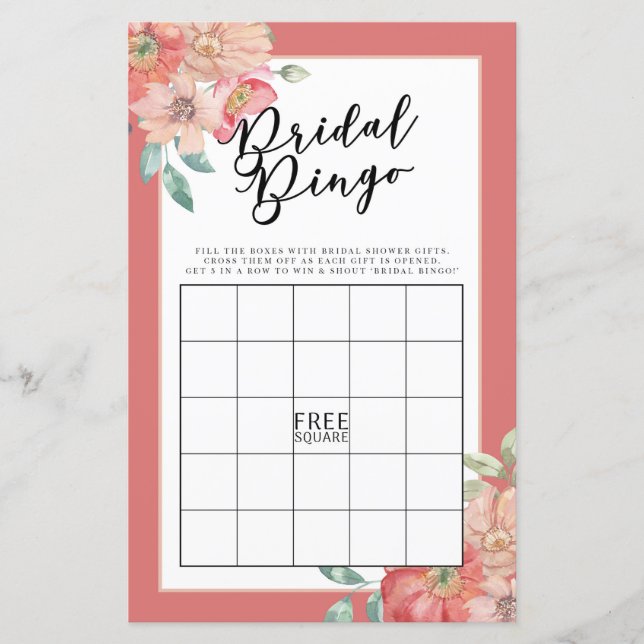 Papier Fête des mariées Jeux Bingo Jeu Mariage rose Flora (Devant)