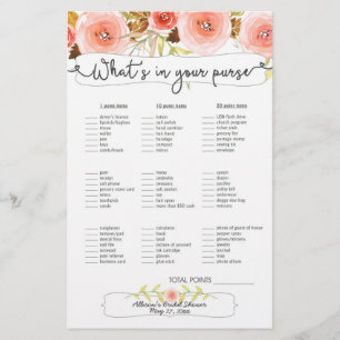 Papier Fête des mariées Jeux sac / bingo, floral roux