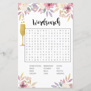 Papier Fête des mariées Jeux Word Recherche Jeu Champagne
