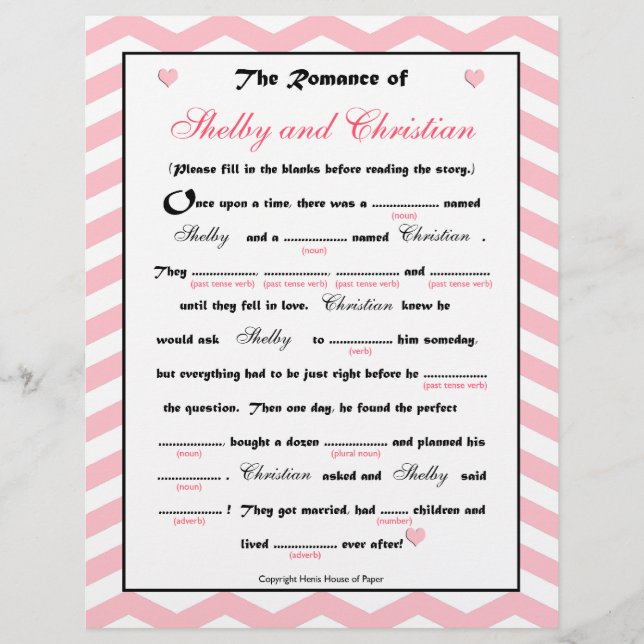 Papier Fête des mariées Mariage Libs Jeu (Devant)