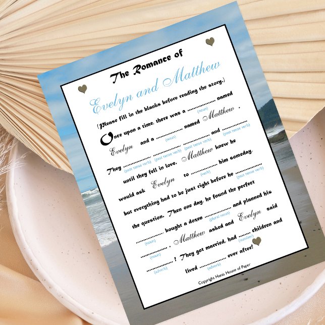 Papier Fête des mariées Mariage Libs Jeu - Plage (Créateur téléchargé)