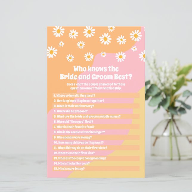 Papier Fête des mariées Qui Connaît Le Meilleur Jeu De Ma (Debout devant)