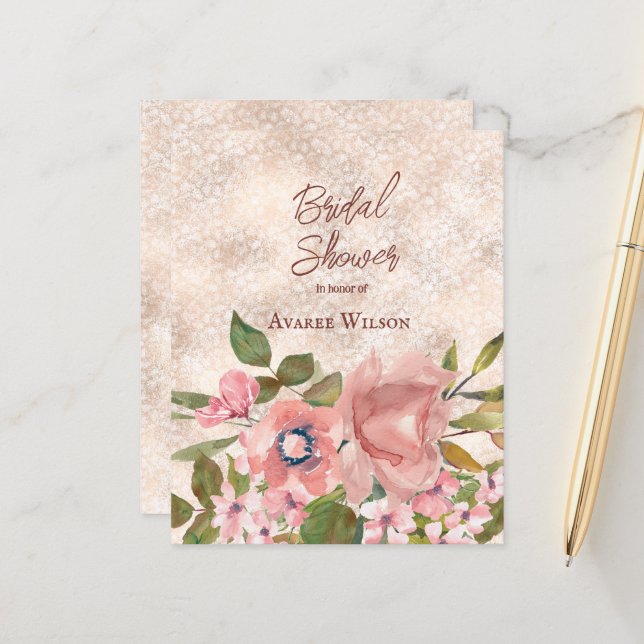 Papier Fête des mariées Roses roses (Devant/Arrière en situation)