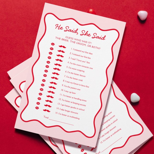 Papier Fête des mariées rouge et rose Il a dit qu'elle a  (Créateur téléchargé)